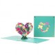 Handmade 3D Pop Up Card Colourful Flower Love Heart Gold Green Thank you card