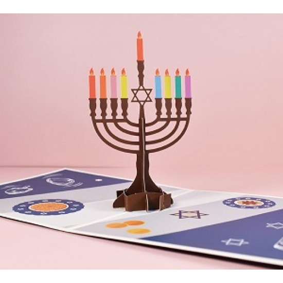 Handmade 3D Pop Up Card Happy Hanukkah Jewish Festival Greeting Celebrations Card