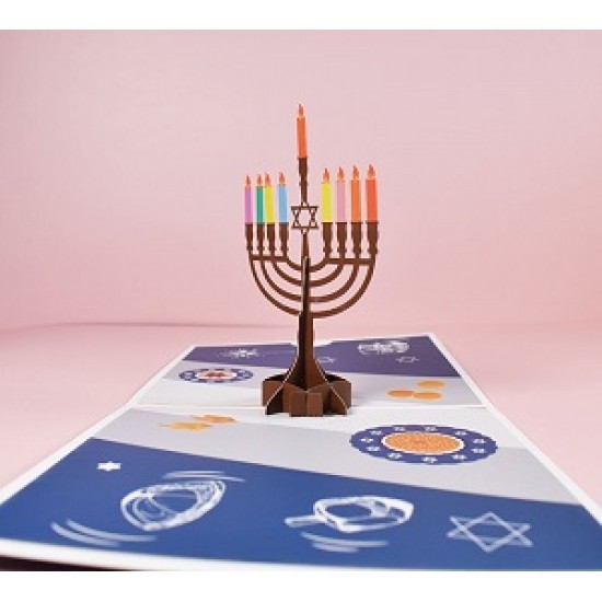 Handmade 3D Pop Up Card Happy Hanukkah Jewish Festival Greeting Celebrations Card