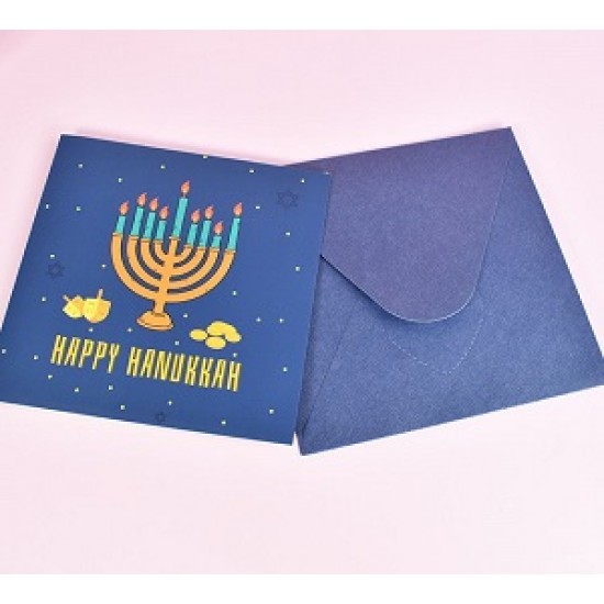 Handmade 3D Pop Up Card Happy Hanukkah Jewish Festival Greeting Celebrations Card