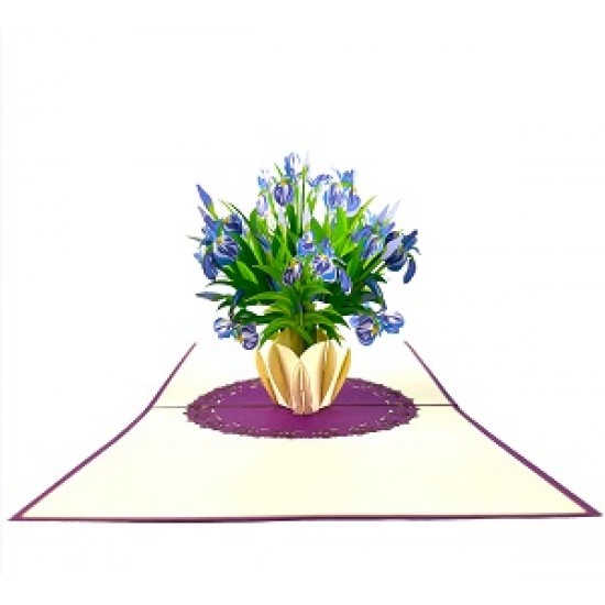 Handmade 3D Pop Up Card Iris Purple flower Birthday Valentine's Day Mother's Day Wedding Anniversary Thank you New Home Retirement Best Wishes