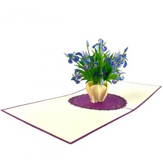 Handmade 3D Pop Up Card Iris Purple flower Birthday Valentine's Day Mother's Day Wedding Anniversary Thank you New Home Retirement Best Wishes