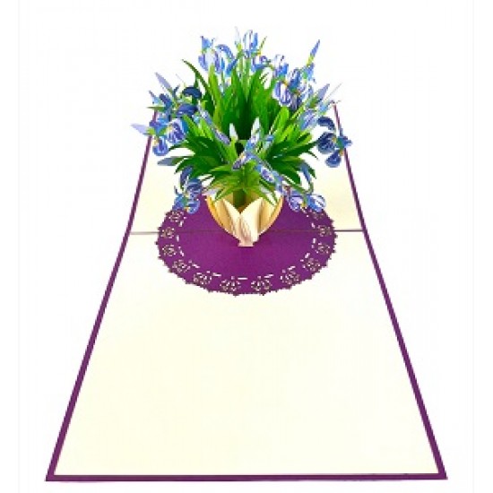 Handmade 3D Pop Up Card Iris Purple flower Birthday Valentine's Day Mother's Day Wedding Anniversary Thank you New Home Retirement Best Wishes