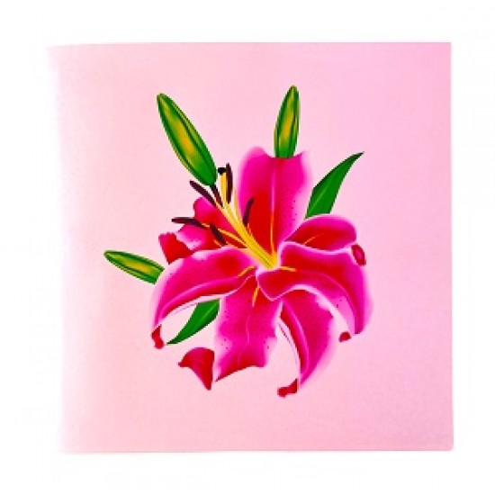 handmade 3D pop up card pink lily flower happy birthday,wedding anniversary,Valentine's day,thank you,mother's day,housewarming,blank card