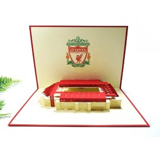 Handmade 3D Pop Up Card Liverpool Football Stadium Birthday, Valentine's day, Father's Day, Wedding Anniversary, Graduation, Christmas Love Friendship Celebrations Card