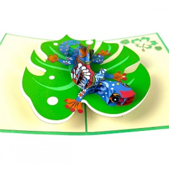 Handmade 3D Pop Up Card Lizard Birthday Valentine's day Mother's day Father's Day Holiday Blank Celebrations