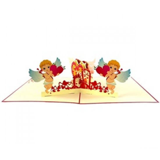 Handmade 3D Pop Up Card Love Cupid Angels Birthday Valentines Day Marriage Proposal Engagement Wedding Anniversary Celebrations Card