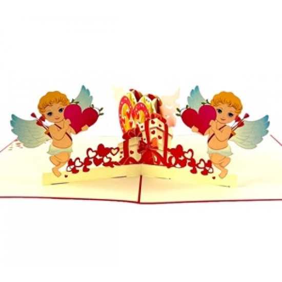 Handmade 3D Pop Up Card Love Cupid Angels Birthday Valentines Day Marriage Proposal Engagement Wedding Anniversary Celebrations Card