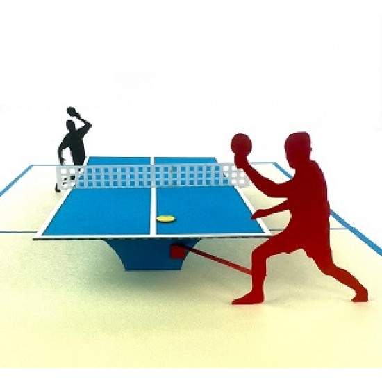 Handmade 3D Pop Up Card Ping Pong Table Tennis Birthday Father's Day Valentine's Day Anniversary Love Friendship Blank Celebrations Card