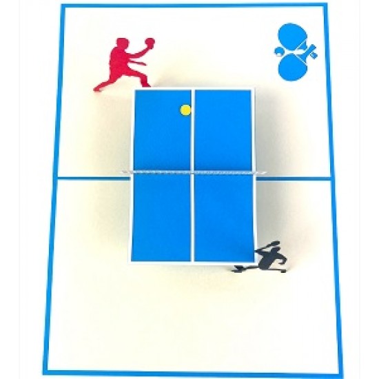 Handmade 3D Pop Up Card Ping Pong Table Tennis Birthday Father's Day Valentine's Day Anniversary Love Friendship Blank Celebrations Card