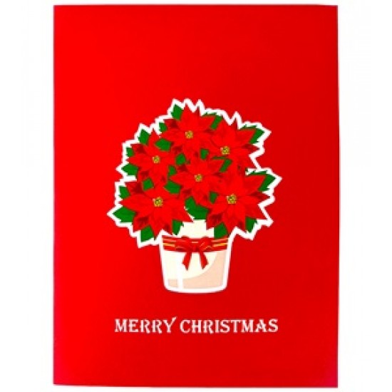 Handmade 3D Pop Up Card Poinsettia Flower Christmas Card Merry Christmas Xmas Gift Decoration Ornament Celebrations Blank 