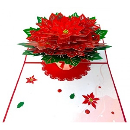 Handmade 3D Pop Up Card Poinsettia Flower Christmas Card Merry Christmas Xmas Gift Decoration Ornament Celebrations Blank 