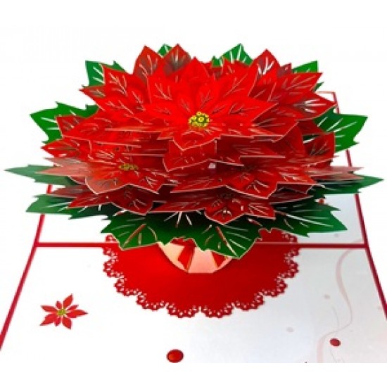 Handmade 3D Pop Up Card Poinsettia Flower Christmas Card Merry Christmas Xmas Gift Decoration Ornament Celebrations Blank 