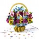 Handmade 3D pop up card Pansies basket birthday Valentine's day Mother's day Teacher's day Thank you New Home Housewarming Blank Card Celebrations Card