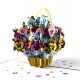 Handmade 3D pop up card Pansies basket birthday Valentine's day Mother's day Teacher's day Thank you New Home Housewarming Blank Card Celebrations Card