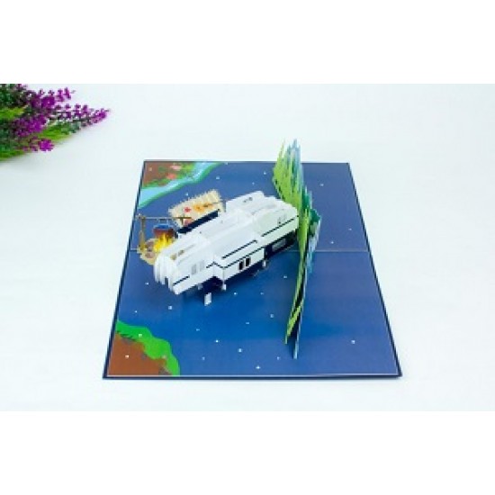 Handmade 3D Pop Up Card Recreational Vehicle Birthday Father's Day Wedding Anniversary Valentine's Day Graduation Retirement Outdoor Camping Blank Card