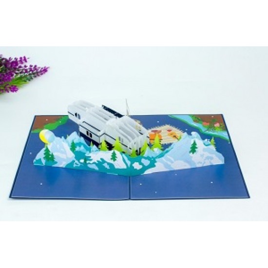 Handmade 3D Pop Up Card Recreational Vehicle Birthday Father's Day Wedding Anniversary Valentine's Day Graduation Retirement Outdoor Camping Blank Card