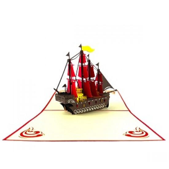 Handmade 3D Pop Up Card Galleon Sailing Boat Spanish Amanda Birthday Valentine's Day Anniversary Father's Day Mother's Day Leaving Holiday Retirement Blank Card