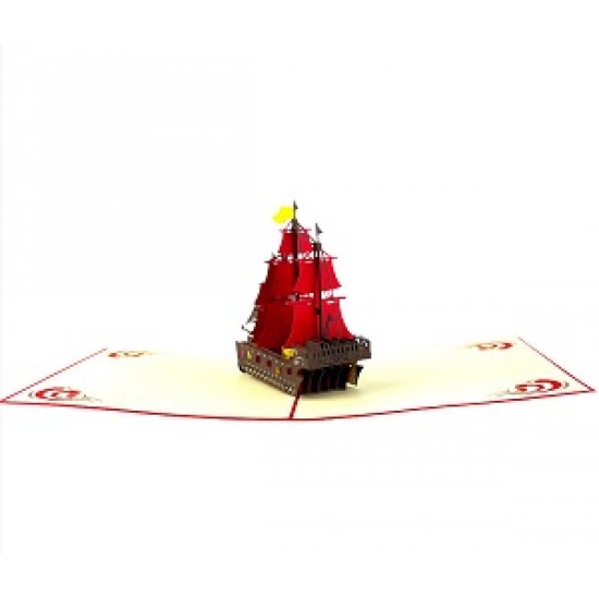 Handmade 3D Pop Up Card Galleon Sailing Boat Spanish Amanda Birthday Valentine's Day Anniversary Father's Day Mother's Day Leaving Holiday Retirement Blank Card