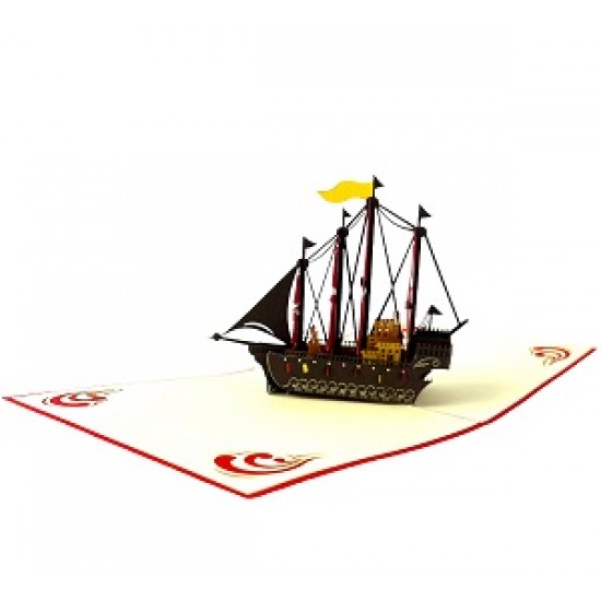 Handmade 3D Pop Up Card Galleon Sailing Boat Spanish Amanda Birthday Valentine's Day Anniversary Father's Day Mother's Day Leaving Holiday Retirement Blank Card