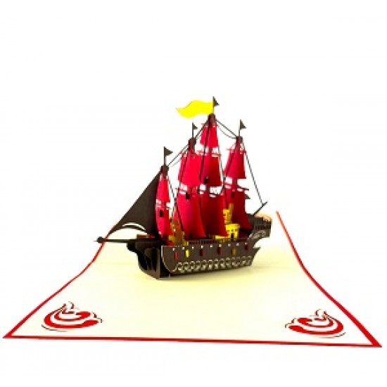 Handmade 3D Pop Up Card Galleon Sailing Boat Spanish Amanda Birthday Valentine's Day Anniversary Father's Day Mother's Day Leaving Holiday Retirement Blank Card