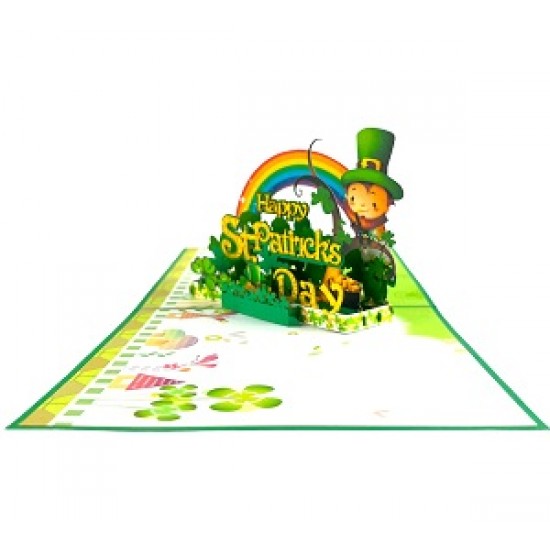 Handmade 3D Pop Up Card Saint Patrick's Day Four Leaf Clover Rainbow Celebrations Seasonal Greetings