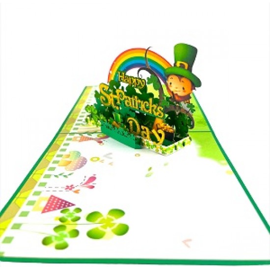 Handmade 3D Pop Up Card Saint Patrick's Day Four Leaf Clover Rainbow Celebrations Seasonal Greetings