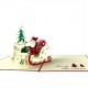 Handmade 3D Pop Up Christmas Card Merry Xmas Santa Claus Reindeer Gift Sledge Tree blank seasonal greetings celebrations card gift for friend and family