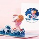 Handmade 3D Pop Up Christmas Card Santa Claus surfing board sea waves dolphin sea lion summer Happy Christmas seasonal greetings card for friend family, him and her