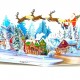 BC Worldwide Ltd 3D pop up Xmas card Merry Christmas Santa Claus reindeer sledge gift forest country mansion snow seasonal greetings celebration blank