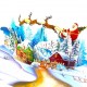 BC Worldwide Ltd 3D pop up Xmas card Merry Christmas Santa Claus reindeer sledge gift forest country mansion snow seasonal greetings celebration blank