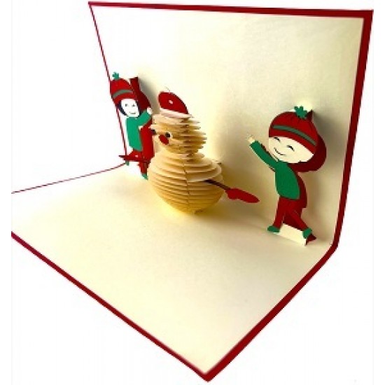 Handmade 3D Pop Up Xmas Card Happy Christmas Kid Child Boy Girl Snowman Vintage Origami Greetings Gift Ornament Decorations