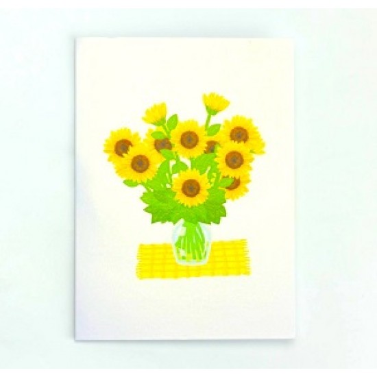 Handmade 3D Pop Up Card Sunflower Flower Vase Birthday Mother's Day Wedding Anniversary Valentine's Day Thank you New Home Best Wishes Love Friendship Retirement Leaving Blank Card