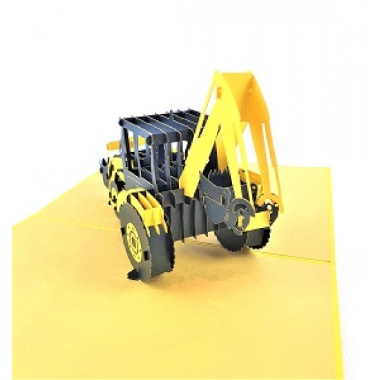 Handmade 3D Pop Up Card Excavator Tractor Birthday Father's Day Anniversary Valentine's Day Blank Greetings