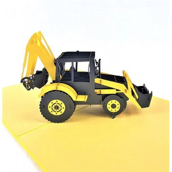 Handmade 3D Pop Up Card Excavator Tractor Birthday Father's Day Anniversary Valentine's Day Blank Greetings