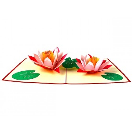 Handmade 3D Pop Up Card Lotus Flower Birthday Greetings Wedding Anniversary Engagement Valentine's Day Graduation Bridal Shower Housewarming