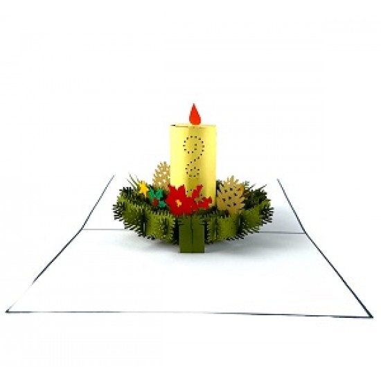 Handmade 3D Pop Up Xmas Card Happy Christmas Silent Night Candle Flower Holly Star Vintage Origami Greetings Gift Ornament Decorations