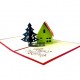 Handmade 3D Pop up Christmas Card Merry Xmas Happy New Year Tree Farmhouse Cottage Seasonal Greeting Celebrations Card