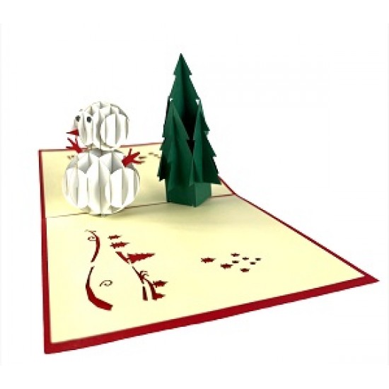 Christmas 3d Greeting Card 3d Pop Up Handmade 3d Popup Origami Papercraft Paperart Xmas Christmas Card Snow Man Evergreen Conifer Pine Tree Seasonal Greeting,xmas,frienship,festival Cards