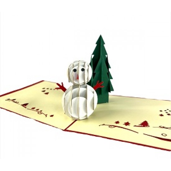 Christmas 3d Greeting Card 3d Pop Up Handmade 3d Popup Origami Papercraft Paperart Xmas Christmas Card Snow Man Evergreen Conifer Pine Tree Seasonal Greeting,xmas,frienship,festival Cards