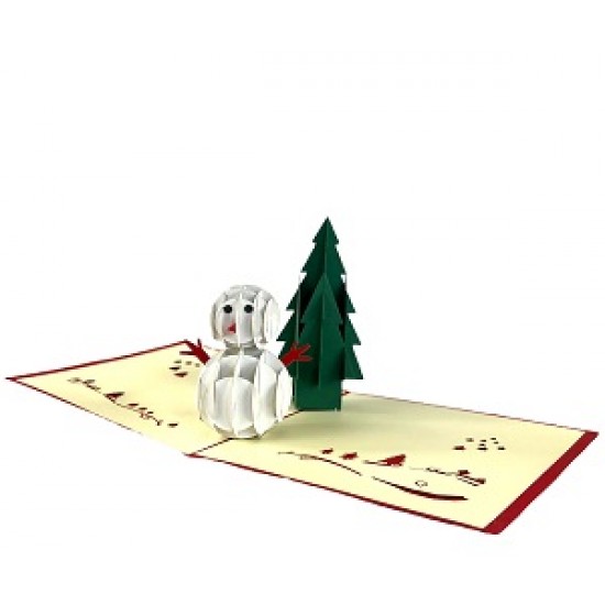 Christmas 3d Greeting Card 3d Pop Up Handmade 3d Popup Origami Papercraft Paperart Xmas Christmas Card Snow Man Evergreen Conifer Pine Tree Seasonal Greeting,xmas,frienship,festival Cards