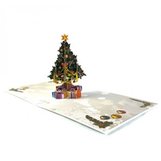 Handmade 3D Pop Up Xmas Card Merry Christmas Tree Gift Decorations Seasonal Greetings Celebrations Card, Xmas home table desk decorations, gift, ornaments