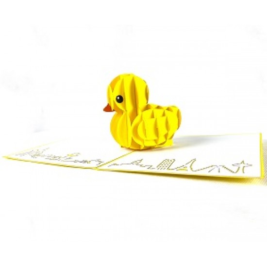 Handmade 3D Pop Up Card Yellow Duck Birthday Wedding Anniversary Valentine's Day Mother's Day New Pet Blank Celebrations.