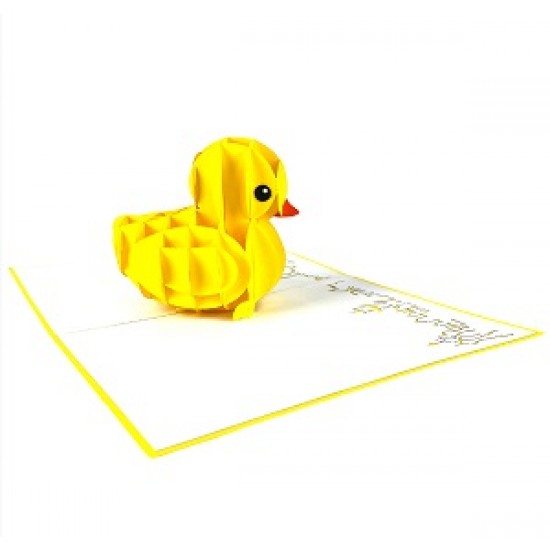 Handmade 3D Pop Up Card Yellow Duck Birthday Wedding Anniversary Valentine's Day Mother's Day New Pet Blank Celebrations.