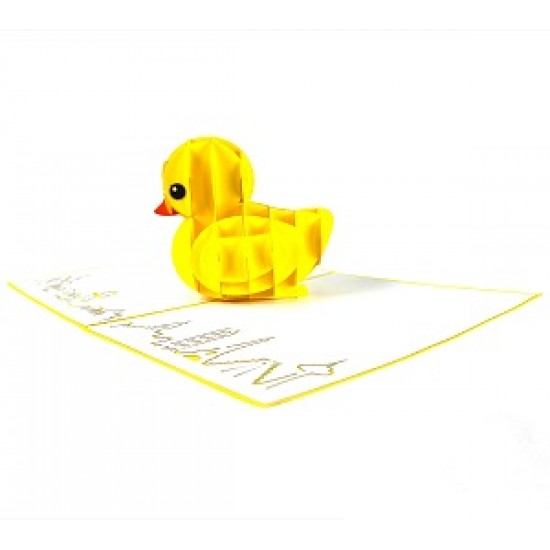 Handmade 3D Pop Up Card Yellow Duck Birthday Wedding Anniversary Valentine's Day Mother's Day New Pet Blank Celebrations.