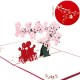 Handmade 3D Pop Up Valentines Card Lover Couple Pink Sakura Tree Cherry Blossom Birthday, Valentine's day, wedding, Anniversary, Engagement, Big Day Invitation