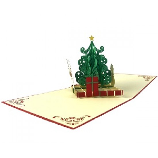 Handmade 3D Pop Up Christmas Xmas Greeting Card Snowman Reindeer Star Tree Evergreen Conifer Gift Decoration Love Friendship Family Papercraft Origami Kirigami