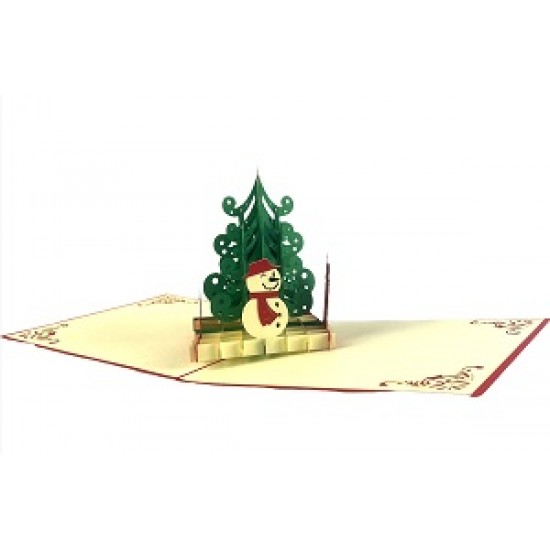 Handmade 3D Pop Up Christmas Xmas Greeting Card Snowman Reindeer Star Tree Evergreen Conifer Gift Decoration Love Friendship Family Papercraft Origami Kirigami