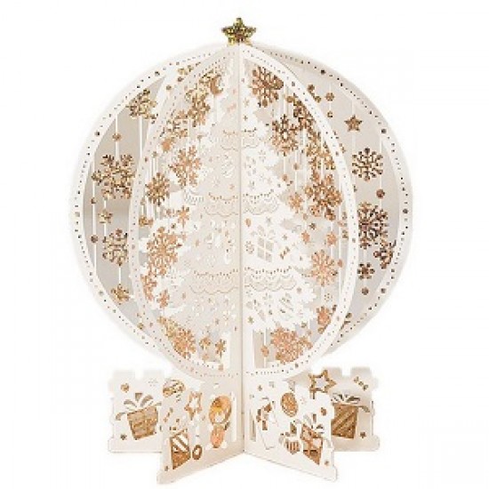 BC Worldwide Ltd 4D pop up Christmas card happy Christmas white gold glitter snowflakes Xmas tree gift ornament decorations