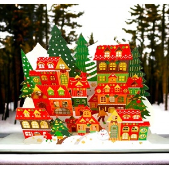 BC Worldwide Ltd 4D pop up card Village Forest Snowman Tree Merry Christmas greetings celebrations Xmas Gift Ornaments 